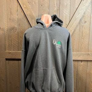 Old school EA Logging and Ranching hoodie, XL but looks a little smaller.